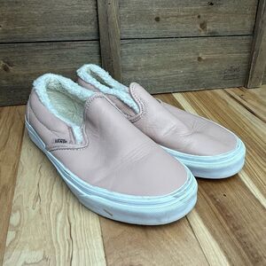 Vans Leather Mahogany Rose Classic Slip On Sherpa Lined Men’s 6 Women’s 7.5